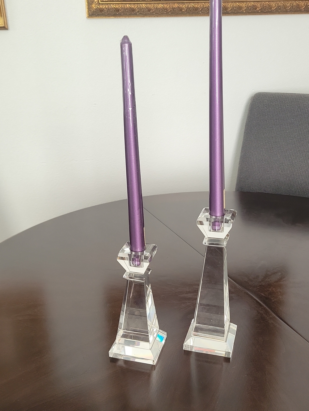 Pair of Crystal Taper Candle Holders - Elegant Home Accent